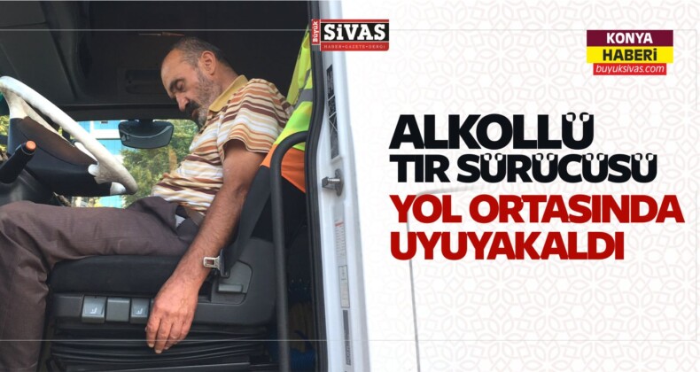 Konya’da Alkollü Tır Sürücüsü Yol Ortasında Uyuyakaldı