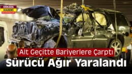 Ankara’da Otomobil Alt Geçitte Bariyerlere Çarptı