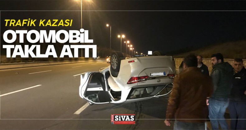 Başkentte Yaşanan Trafik Kazasında Otomobil Takla Attı