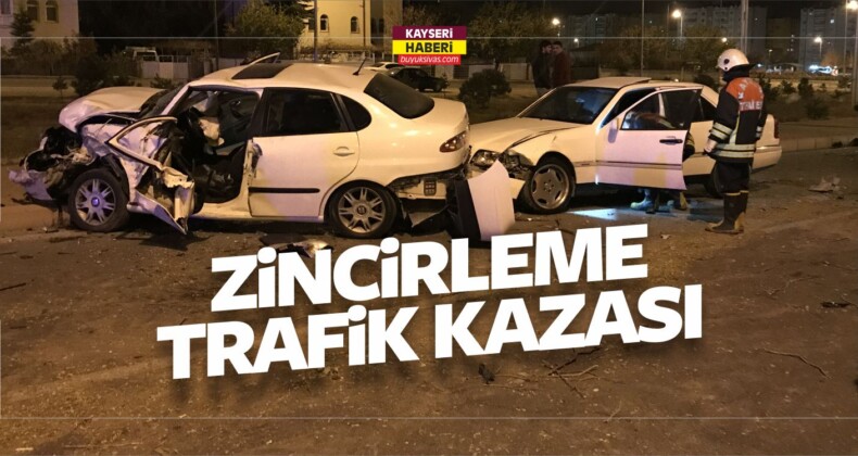 Melikgazi ilçesinde Zincirleme Trafik Kazasında 3 Kişi Yaralandı