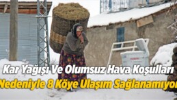 Kar Yağışı Ve Olumsuz Hava Koşulları Nedeniyle 8 Köye Ulaşım Sağlanamıyor