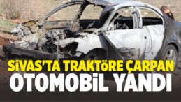 Traktöre Çarpan Otomobil Yandı