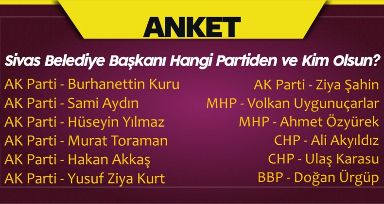 Sivas Belediye Başkanı Hangi Partili ve Kim Olsun? Anketi Başladı!