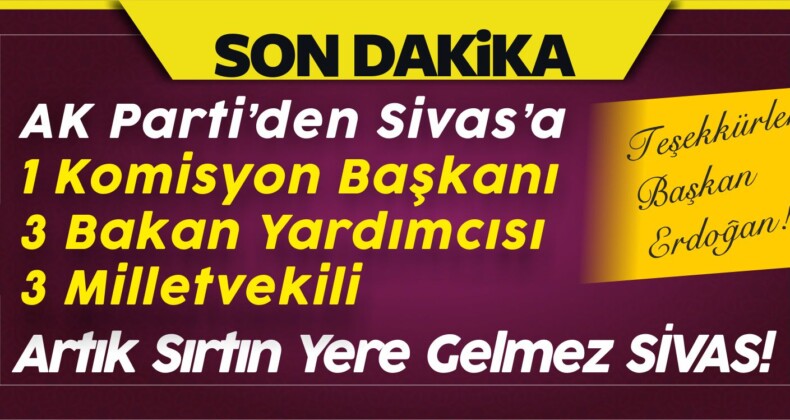 Artık Sırtın Yere Gelmez Sivas! 1 Komisyon Başkanlığı 3 Bakan Yardımcılığı