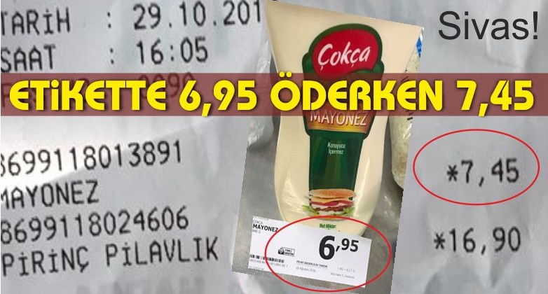 Sivas’ta Marketler Etikette Başka Faturada Başka Fiyatlı!