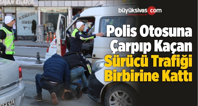 Polis Otosuna Çarpıp Kaçan Sürücü Trafiği Birbirine Kattı