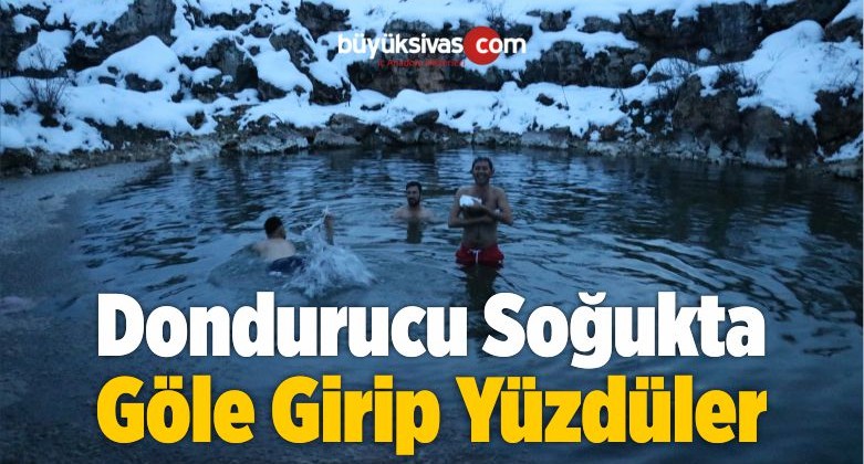 Dondurucu Soğukta Göle Girip Yüzdüler