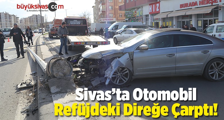 Otomobil Refüjdeki Direğe Çarptı: 1 Yaralı