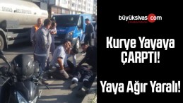 Sivas Çevre Yolunda Kaza! Motosikletli Kurye Yayaya Çarptı!