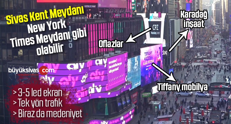 Sivas Kent Meydanı Bir Amerika Birleşik Devletleri Times Meydanı Olabilir