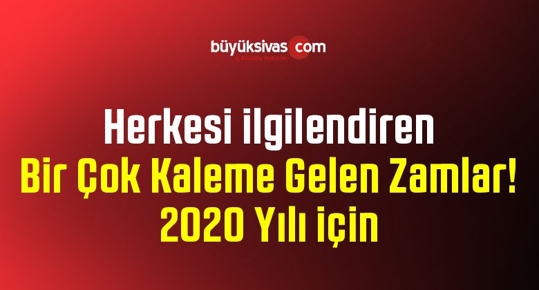 Herkesi ilgilendiren Bir Çok Kaleme Gelen Zamlar! 2020 Yılı için