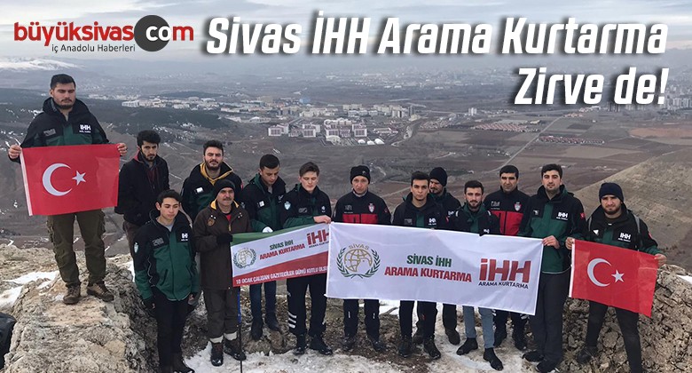 Sivas iHH Arama Kurtarma ekibi İşhan Köyü Sivritepe zirvesinde