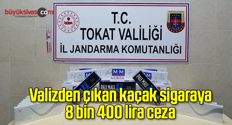 Valizden çıkan kaçak sigaraya 8 bin 400 lira ceza