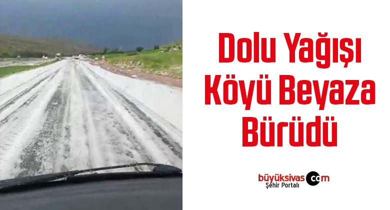 Dolu yağışı köyü beyaza bürüdü