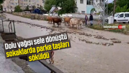 Dolu yağışı sele dönüştü, sokaklarda parke taşları söküldü