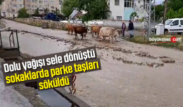 Dolu yağışı sele dönüştü, sokaklarda parke taşları söküldü