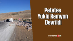 Patates yüklü kamyon devrildi