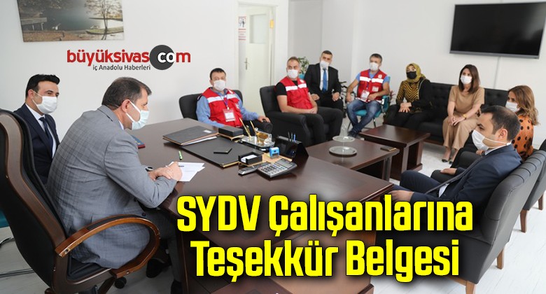 Vali Ayhan’dan SYDV Çalışanlarına Teşekkür Belgesi