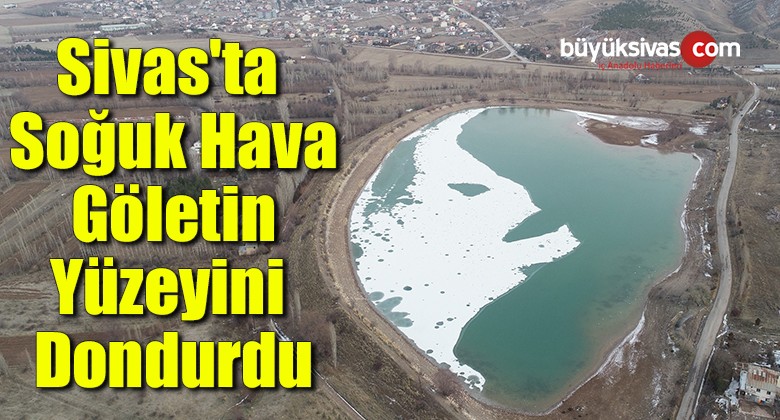 Soğuk hava göletin yüzeyini dondurdu