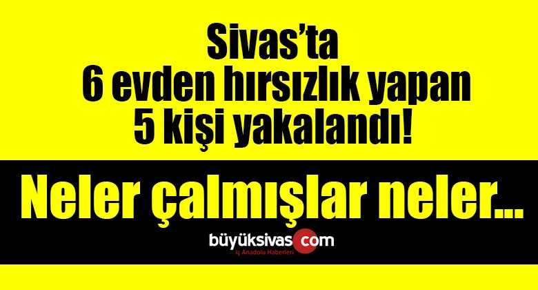 Sivas’ta 6 evden hırsızlık yapan 5 kişi yakalandı!