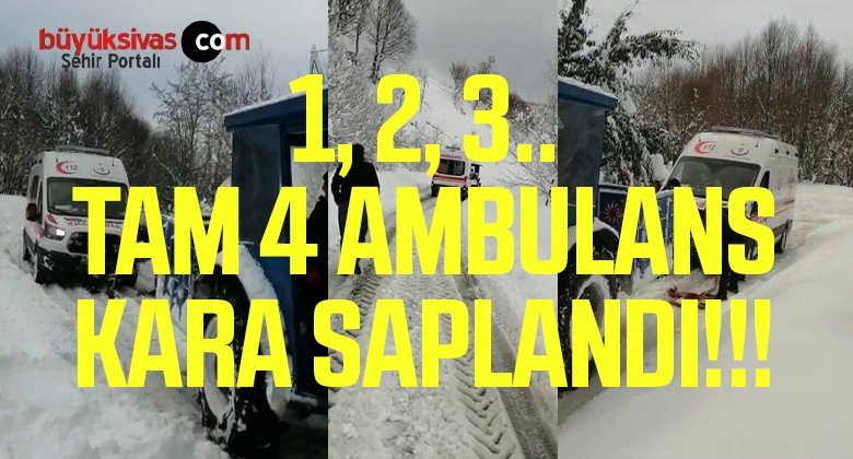 Mahalleli, Gün İçinde Kara Saplanan 4 Ambulansın Yardımına Koştu