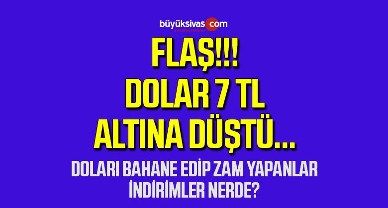 Dolar, 7 TL’nin Altında İşlem Görüyor