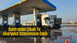 Kontrolden Çıkan Tır Akaryakıt İstasyonuna Daldı