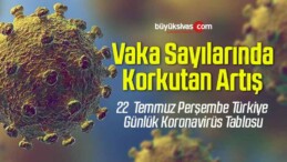 22  Temmuz Perşembe Türkiye Günlük Koronavirüs Tablosu