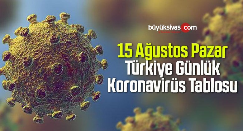 15 Ağustos Pazar Türkiye Günlük Koronavirüs Tablosu