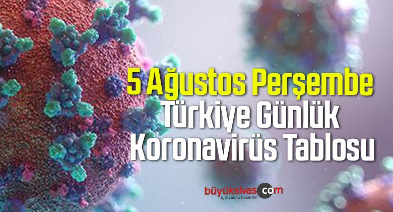 5 Ağustos Perşembe Türkiye Günlük Koronavirüs Tablosu