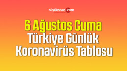 6 Ağustos Cuma Türkiye Günlük Koronavirüs Tablosu