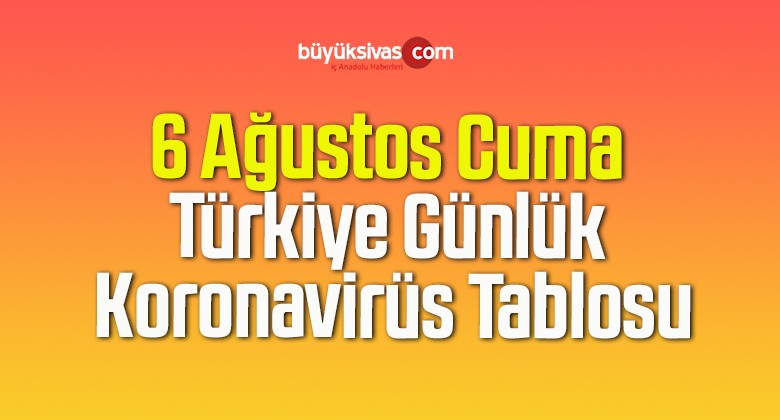 6 Ağustos Cuma Türkiye Günlük Koronavirüs Tablosu