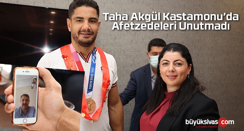 Milli Sporcu Taha Akgül Kastamonu’da Afetzedeleri Unutmadı