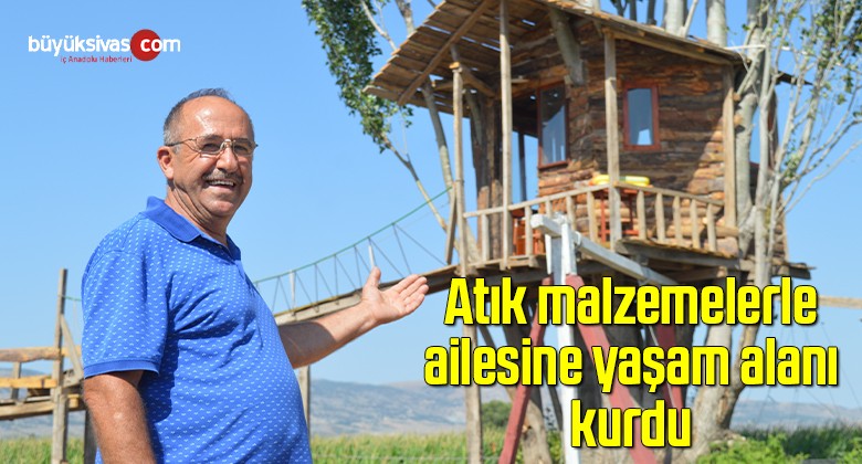 Atık malzemelerle ailesine yaşam alanı kurdu