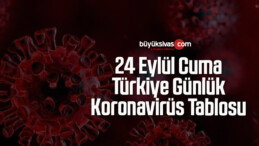 24 Eylül Cuma Türkiye Günlük Koronavirüs Tablosu