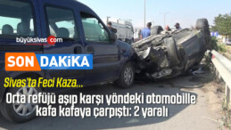 Orta refüjü aşıp karşı yöndeki otomobille kafa kafaya çarpıştı: 2 yaralı