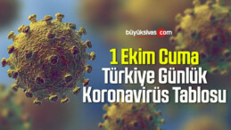  1 Ekim Cuma Türkiye Günlük Koronavirüs Tablosu