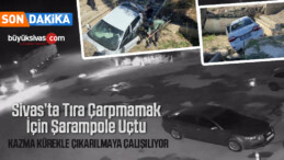 Sivas’ta otomobilin şarampole uçtuğu anlar kamerada