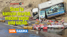 Kamyon devrildi, madeni yağlar yola saçıldı