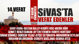 Sivas Aramızdan Ayrılanlar – Sivas’ta Ölenler – 27 Kasım 2021