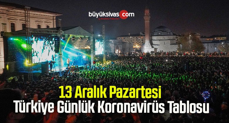 13 Aralık Pazartesi Türkiye Günlük Koronavirüs Tablosu