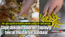 Çöpe dökülen biberleri toplayıp tekrar müşteriye sundular