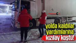 Yolda kalan sürücülere yiyecek ikramı