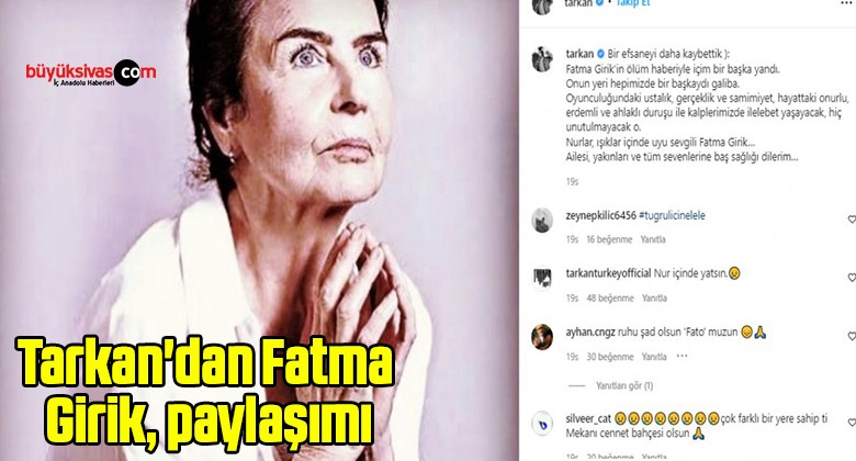 Tarkan’dan Fatma Girik, paylaşımı