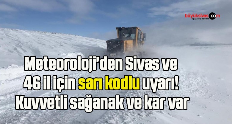 Meteoroloji’den Sivas ve 46 il için sarı kodlu uyarı! Kuvvetli sağanak ve kar var