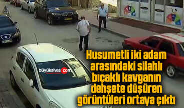 Husumetli iki adam arasındaki silahlı, bıçaklı kavganın dehşete düşüren görüntüleri ortaya çıktı