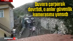 Duvara çarparak devrildi, o anlar güvenlik kamerasına yansıdı