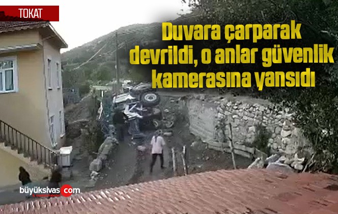 Duvara çarparak devrildi, o anlar güvenlik kamerasına yansıdı