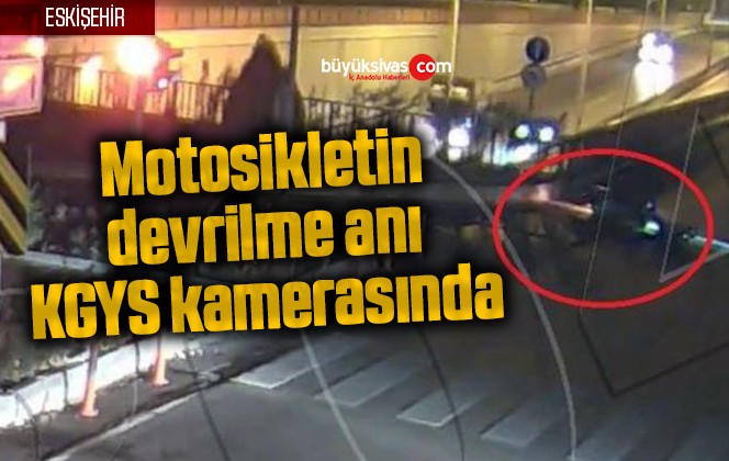 Motosikletin devrilme anı KGYS kamerasında