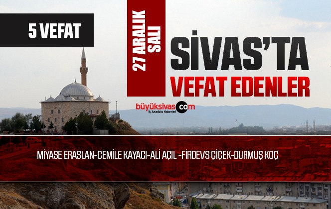 Sivas Aramızdan Ayrılanlar – Sivas’ta Ölenler -27 Aralık 2022